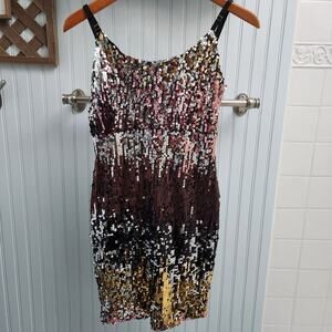 Shop17 Multicolored Strappy Sequin Scoop Tie Back Dress